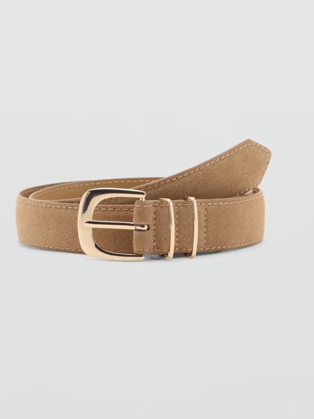 Mango Suede Belt with Gold Buckle